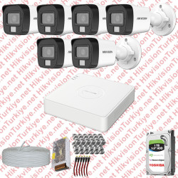 Hikvision 06 Kameralı Colorvu Hibrit Güvenlik Kamerası